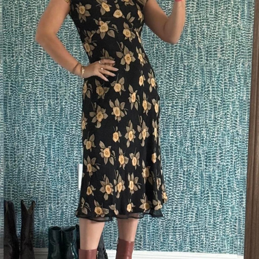 Pat Argenti 100% Silk Floral midi Dres